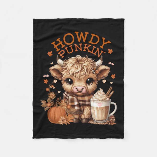 Highland Cow, Cute And Cosy Ready For Fall Fun! Lo Fleece Blanket (Front)