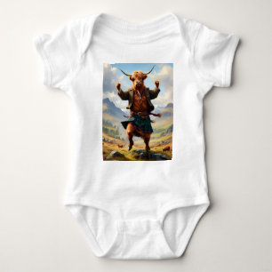 Highland Cow Dancing The Highland Fling, Baby Bodysuit
