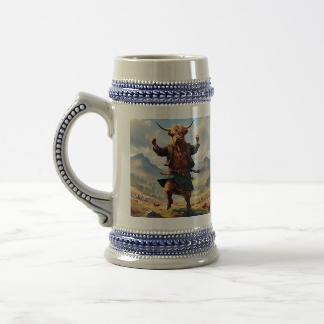 Highland Cow Dancing The Highland Fling, Beer Stein (Left)