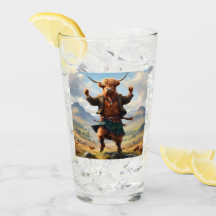 Highland Cow Dancing The Highland Fling, Glass
