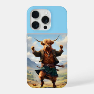 Highland Cow Dancing The Highland Fling, iPhone 15 Pro Case