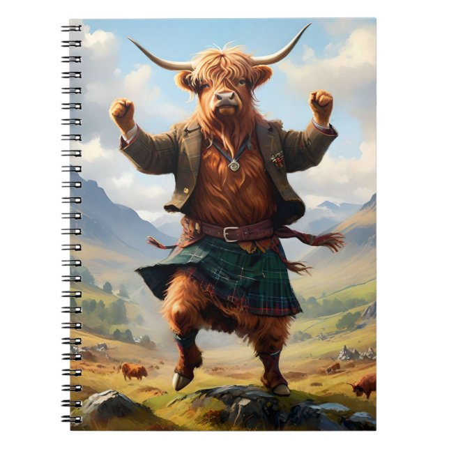 Highland Cow Dancing The Highland Fling, Notebook (Front)