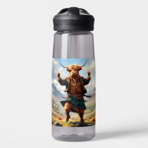 Highland Cow Dancing The Highland Fling, Water Bottle