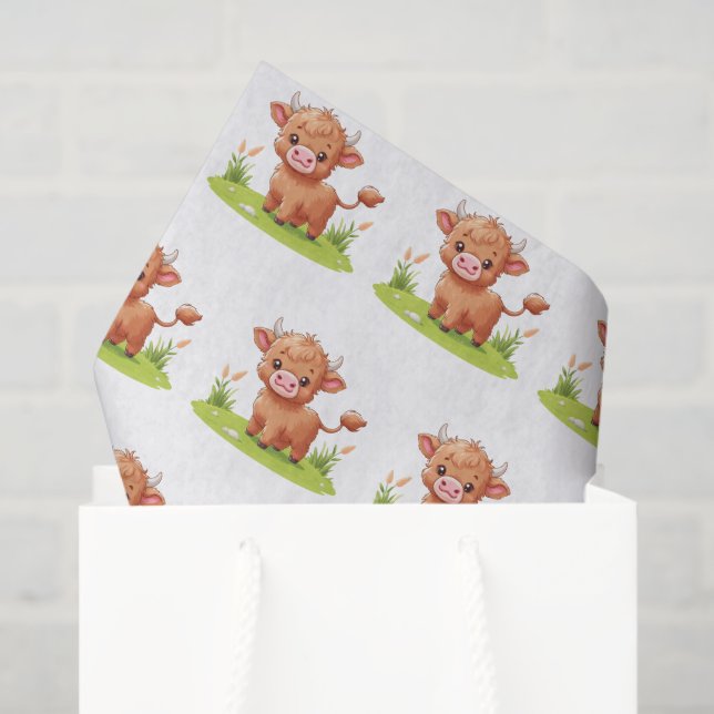 Highland Cow Decoupage Paper, Farm Animal Tissue Paper (Gift Bag)
