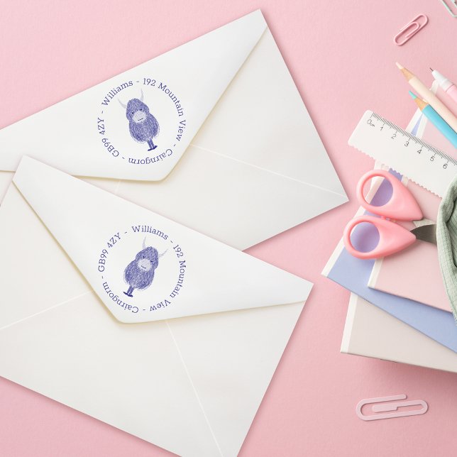 Highland Cow Family Address Self-inking Stamp (Creator Uploaded)