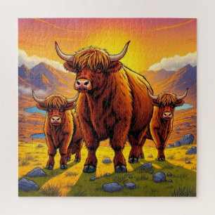 Highland cow Family Jigsaw Puzzle