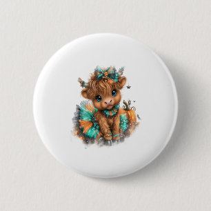 Highland Cow Farm Halloween 6 Cm Round Badge