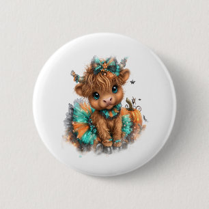 Highland Cow Farm Halloween 6 Cm Round Badge
