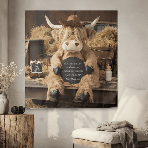 highland cow farm themed pregnancy announcement  tapestry