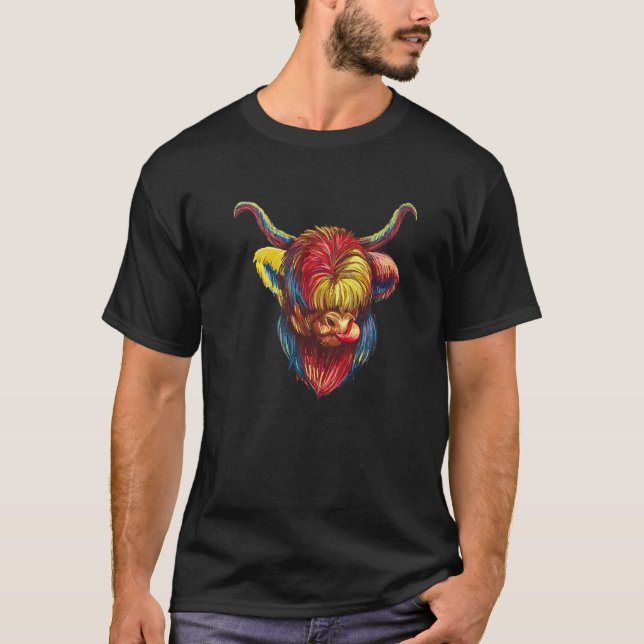 Highland Cow Farmer Cattle T-Shirt (Front)