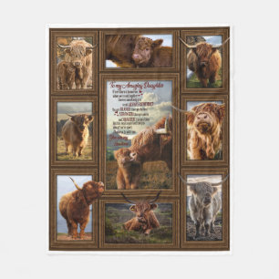 Highland Cow Farmer To My Amazing Daughter Fleece Blanket