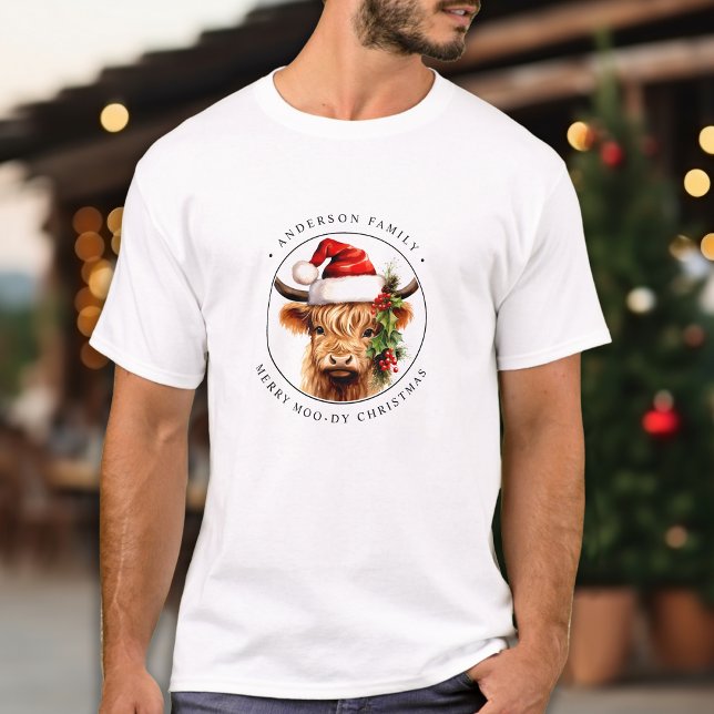 Highland Cow Festive Farm Animal Family Christmas T-Shirt (Creator Uploaded)