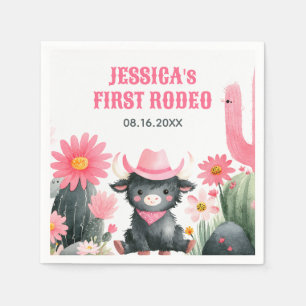 Highland Cow First Rodeo Western Kids' Birthday  Napkin