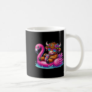 Highland Cow Flamingo ol Float Summer Hawaii Beach Coffee Mug