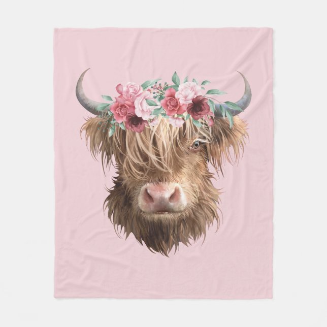 Highland Cow Fleece Blanket (Front)