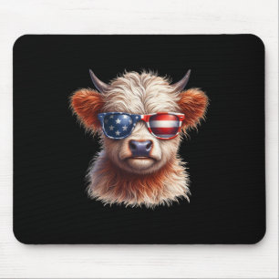 Highland Cow Fourth Of July Independence Day Usa Mouse Pad