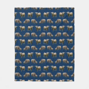 Highland Cow Frenzy Fleece Blanket (Navy)