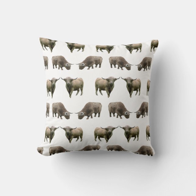 Highland Cow Frenzy Pillow (choose colour) (Front)