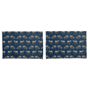 Highland Cow Frenzy Pillowcases (Navy/Blue)