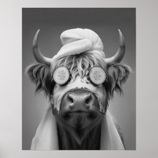  Highland Cow Funny Facial Face Mask Bathroom Poster