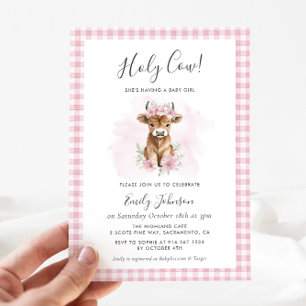 Highland Cow Girl Baby Shower Invitation