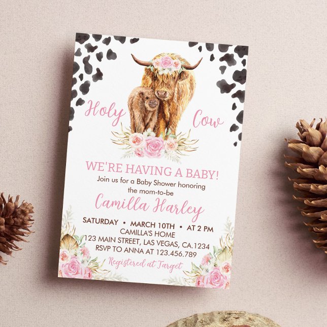 Highland Cow Girl Baby Shower  Invitation (Creator Uploaded)
