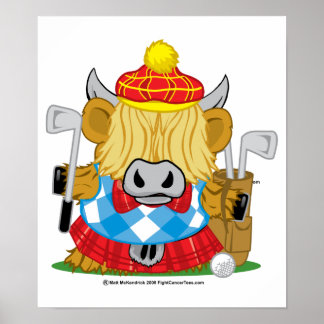 Highland Cow Golf Poster