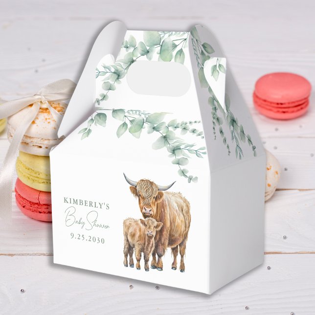 Highland Cow Greenery Boho Farm Animal Baby Shower Favour Box (Creator Uploaded)