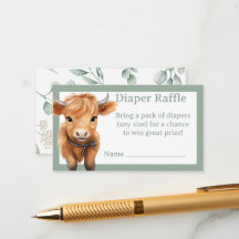 Highland Cow greenery boy diaper raffle
