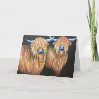 highland cow greeting card, blank inside, card