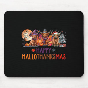 Highland Cow Halloween Christmas Thanksgiving Hall Mouse Pad