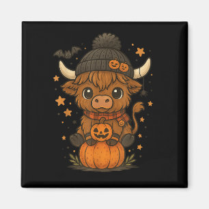 Highland Cow Halloween Cute Pumpkin Magnet