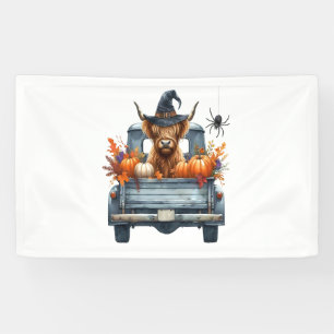 Highland Cow Halloween Fall Banner