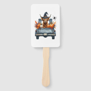 Highland Cow Halloween Fall Hand Fan