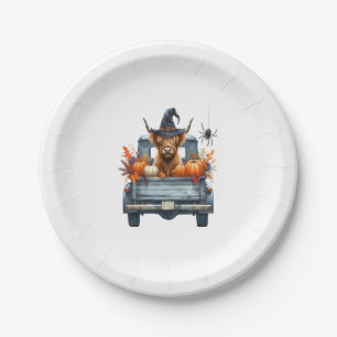 Highland Cow Halloween Fall Paper Plate