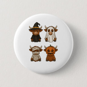 Highland Cow Halloween Funny Fall Spooky 6 Cm Round Badge