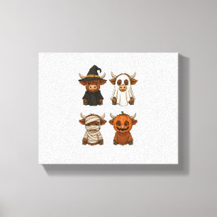 Highland Cow Halloween Funny Fall Spooky Canvas Print