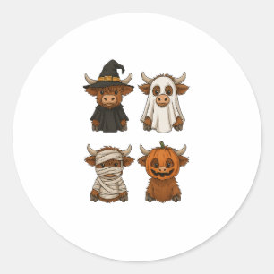 Highland Cow Halloween Funny Fall Spooky Classic Round Sticker