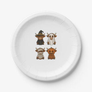 Highland Cow Halloween Funny Fall Spooky Paper Plate