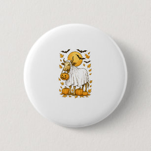 Highland Cow Halloween in Ghost Costume 6 Cm Round Badge