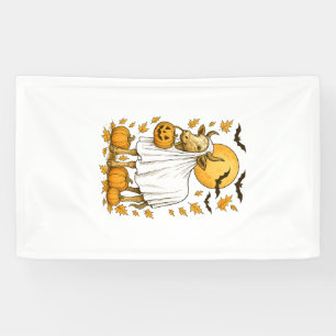 Highland Cow Halloween in Ghost Costume Banner