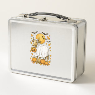 Highland Cow Halloween in Ghost Costume Metal Lunch Box