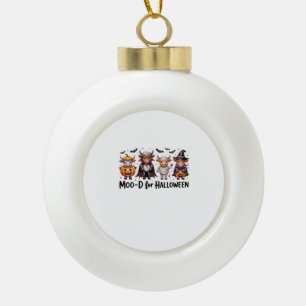 Highland Cow Halloween Spooky Season (2) Ceramic Ball Christmas Ornament