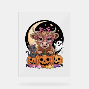 Highland Cow Halloween Spooky Season Acrylic Sign