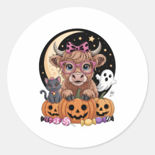Highland Cow Halloween Spooky Season Classic Round Sticker