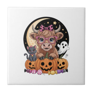 Highland Cow Halloween Spooky Season Tile