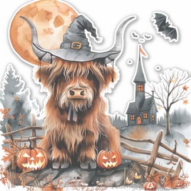 Highland Cow Halloween Watercolor (Front)