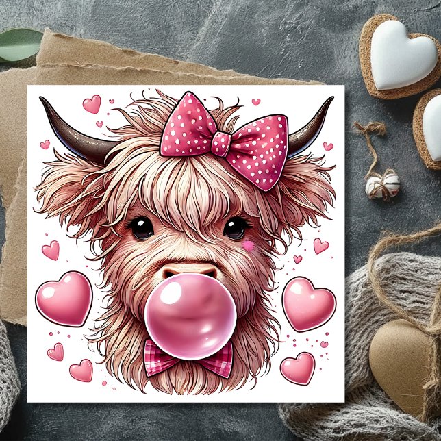 Highland cow Happy Valentines Day Holiday Card (Creator Uploaded)