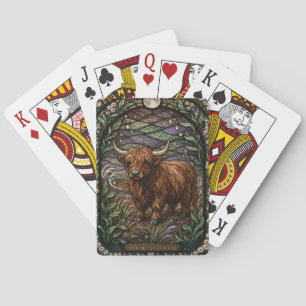 Highland Cow Highland Moor Illumina Stained Glass Playing Cards