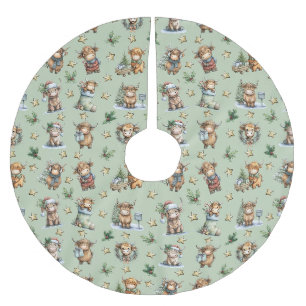 Highland Cow Holiday Parade Brushed Polyester Tree Skirt
